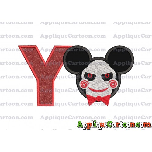 Jigsaw Mickey Ears Applique Design With Alphabet Y
