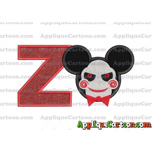 Jigsaw Mickey Ears Applique Design With Alphabet Z