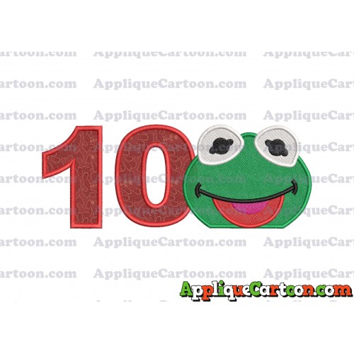 Kermit Muppet Baby Head 01 Applique Embroidery Design 2 Birthday Number 10