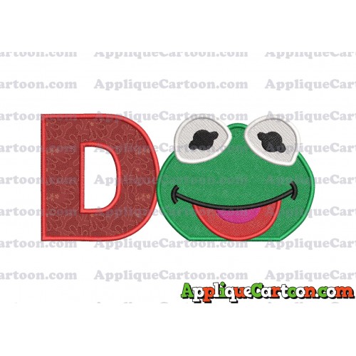 Kermit Muppet Baby Head 01 Applique Embroidery Design 2 With Alphabet D