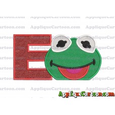 Kermit Muppet Baby Head 01 Applique Embroidery Design 2 With Alphabet E