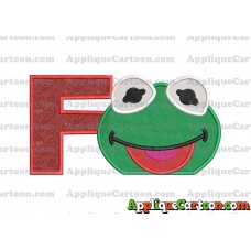 Kermit Muppet Baby Head 01 Applique Embroidery Design 2 With Alphabet F
