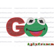 Kermit Muppet Baby Head 01 Applique Embroidery Design 2 With Alphabet G