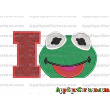 Kermit Muppet Baby Head 01 Applique Embroidery Design 2 With Alphabet I