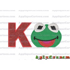 Kermit Muppet Baby Head 01 Applique Embroidery Design 2 With Alphabet K