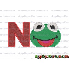 Kermit Muppet Baby Head 01 Applique Embroidery Design 2 With Alphabet N