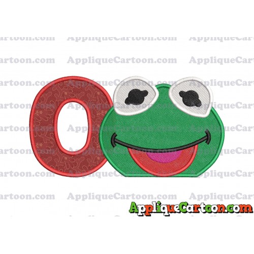 Kermit Muppet Baby Head 01 Applique Embroidery Design 2 With Alphabet O