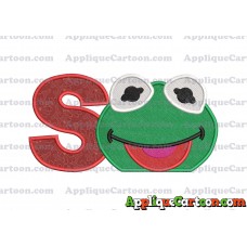 Kermit Muppet Baby Head 01 Applique Embroidery Design 2 With Alphabet S