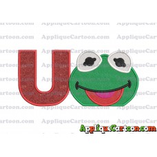 Kermit Muppet Baby Head 01 Applique Embroidery Design 2 With Alphabet U