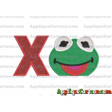 Kermit Muppet Baby Head 01 Applique Embroidery Design 2 With Alphabet X