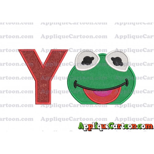 Kermit Muppet Baby Head 01 Applique Embroidery Design 2 With Alphabet Y