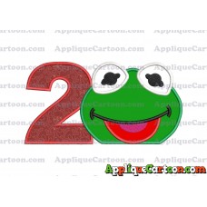 Kermit Muppet Baby Head 01 Applique Embroidery Design Birthday Number 2