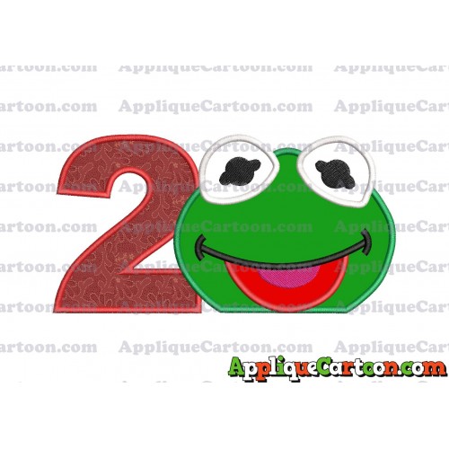 Kermit Muppet Baby Head 01 Applique Embroidery Design Birthday Number 2