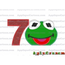Kermit Muppet Baby Head 01 Applique Embroidery Design Birthday Number 7