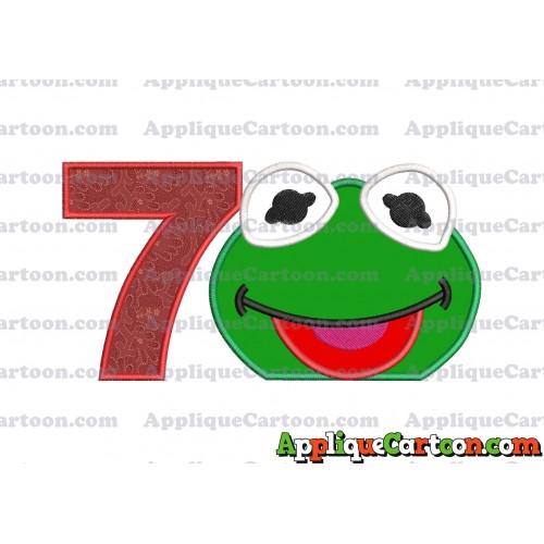 Kermit Muppet Baby Head 01 Applique Embroidery Design Birthday Number 7