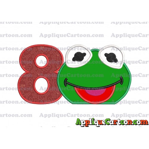 Kermit Muppet Baby Head 01 Applique Embroidery Design Birthday Number 8
