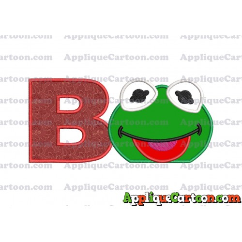 Kermit Muppet Baby Head 01 Applique Embroidery Design With Alphabet B
