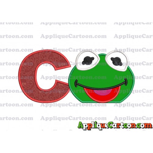 Kermit Muppet Baby Head 01 Applique Embroidery Design With Alphabet C