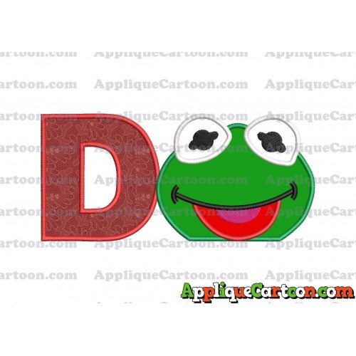 Kermit Muppet Baby Head 01 Applique Embroidery Design With Alphabet D