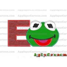 Kermit Muppet Baby Head 01 Applique Embroidery Design With Alphabet E