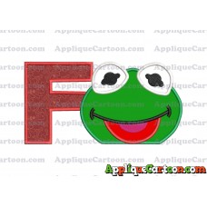 Kermit Muppet Baby Head 01 Applique Embroidery Design With Alphabet F