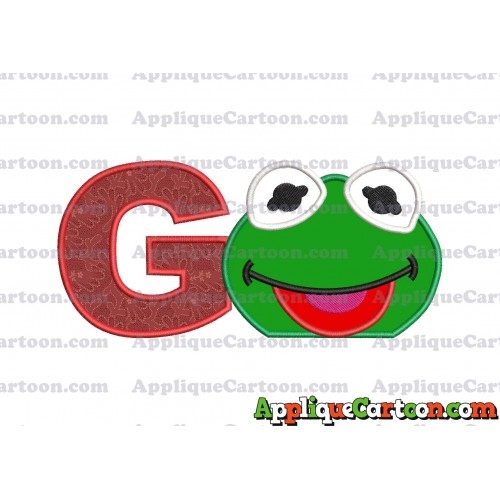 Kermit Muppet Baby Head 01 Applique Embroidery Design With Alphabet G