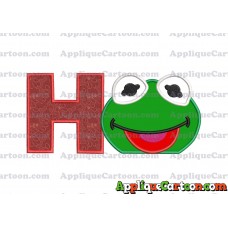 Kermit Muppet Baby Head 01 Applique Embroidery Design With Alphabet H