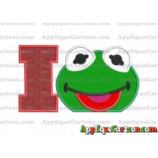 Kermit Muppet Baby Head 01 Applique Embroidery Design With Alphabet I