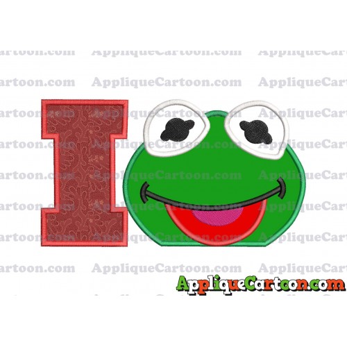 Kermit Muppet Baby Head 01 Applique Embroidery Design With Alphabet I