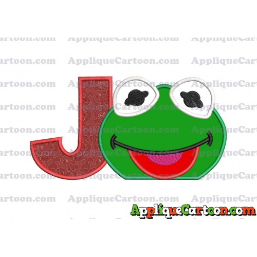 Kermit Muppet Baby Head 01 Applique Embroidery Design With Alphabet J