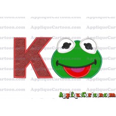 Kermit Muppet Baby Head 01 Applique Embroidery Design With Alphabet K