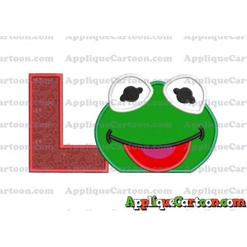 Kermit Muppet Baby Head 01 Applique Embroidery Design With Alphabet L