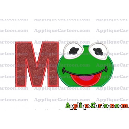 Kermit Muppet Baby Head 01 Applique Embroidery Design With Alphabet M