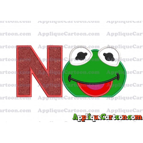 Kermit Muppet Baby Head 01 Applique Embroidery Design With Alphabet N
