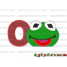 Kermit Muppet Baby Head 01 Applique Embroidery Design With Alphabet O