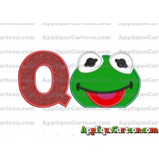 Kermit Muppet Baby Head 01 Applique Embroidery Design With Alphabet Q