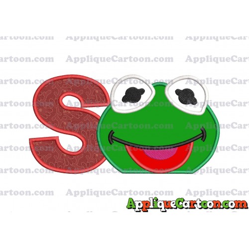 Kermit Muppet Baby Head 01 Applique Embroidery Design With Alphabet S