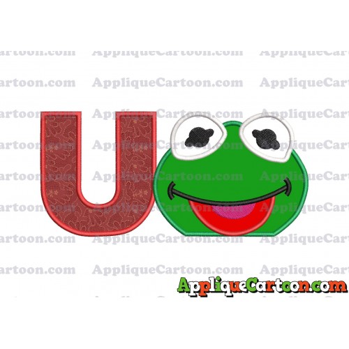 Kermit Muppet Baby Head 01 Applique Embroidery Design With Alphabet U