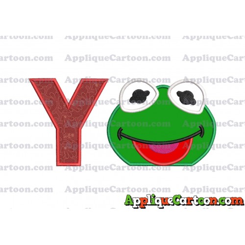 Kermit Muppet Baby Head 01 Applique Embroidery Design With Alphabet Y