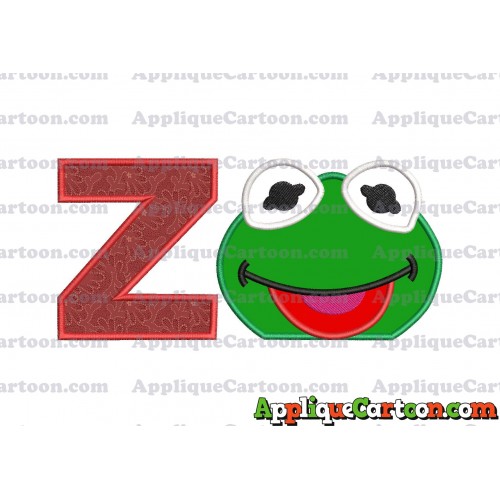 Kermit Muppet Baby Head 01 Applique Embroidery Design With Alphabet Z