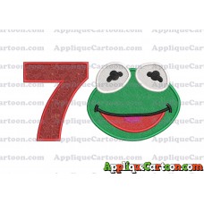 Kermit Muppet Baby Head 02 Applique Embroidery Design 2 Birthday Number 7