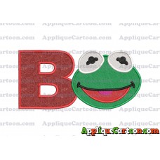 Kermit Muppet Baby Head 02 Applique Embroidery Design 2 With Alphabet B