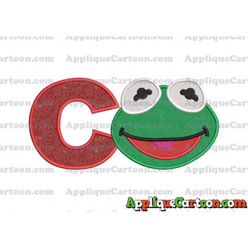 Kermit Muppet Baby Head 02 Applique Embroidery Design 2 With Alphabet C