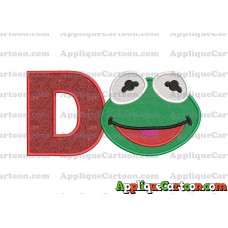 Kermit Muppet Baby Head 02 Applique Embroidery Design 2 With Alphabet D