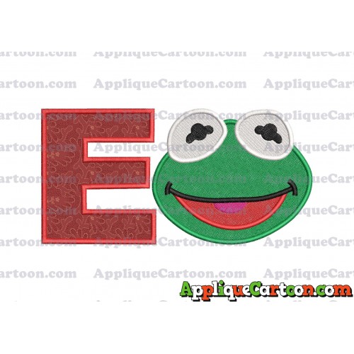 Kermit Muppet Baby Head 02 Applique Embroidery Design 2 With Alphabet E