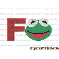 Kermit Muppet Baby Head 02 Applique Embroidery Design 2 With Alphabet F