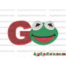 Kermit Muppet Baby Head 02 Applique Embroidery Design 2 With Alphabet G