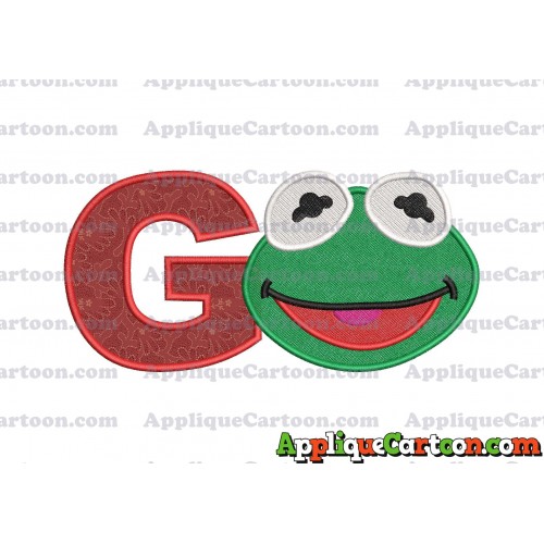 Kermit Muppet Baby Head 02 Applique Embroidery Design 2 With Alphabet G