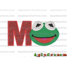 Kermit Muppet Baby Head 02 Applique Embroidery Design 2 With Alphabet M