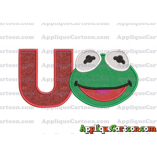 Kermit Muppet Baby Head 02 Applique Embroidery Design 2 With Alphabet U